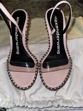 Alexander Wang Pale Pink Stud-Trim Slingback Heels
